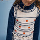 BEBE ORGANIC BEIGE/NAVY APPLE CROCHET KNIT JUMPER