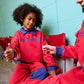 LOUD RED/BLUE TRIM EMBROIDERED POLO SWEATER