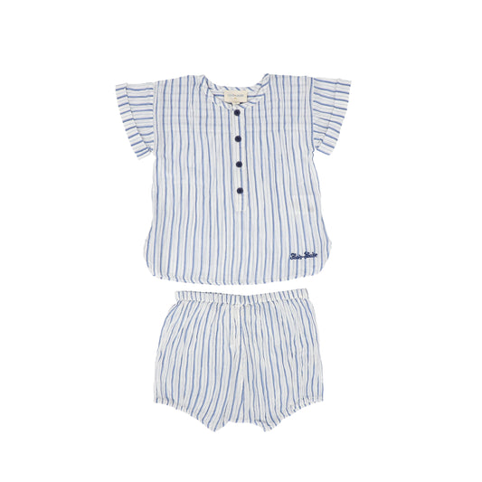 LOUIS LOUISE BLUE STRIPED CRINKLE SET