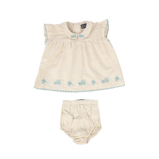 BELATI MINT GREEN EMBROIDERED COLLAR BLOOMER SET