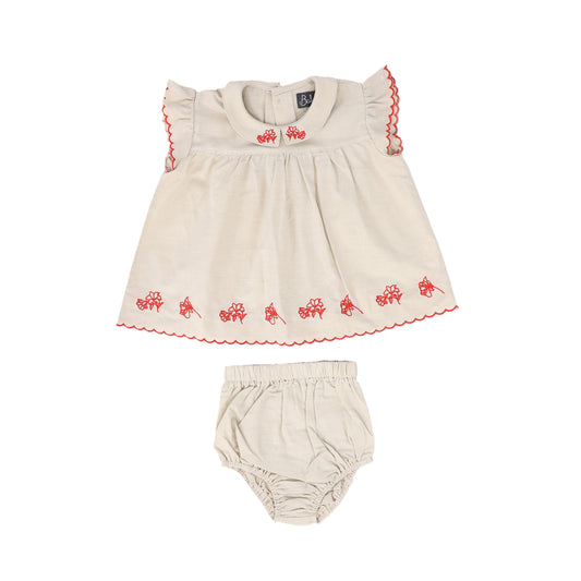 BELATI PINK EMBROIDERED COLLAR BLOOMER SET