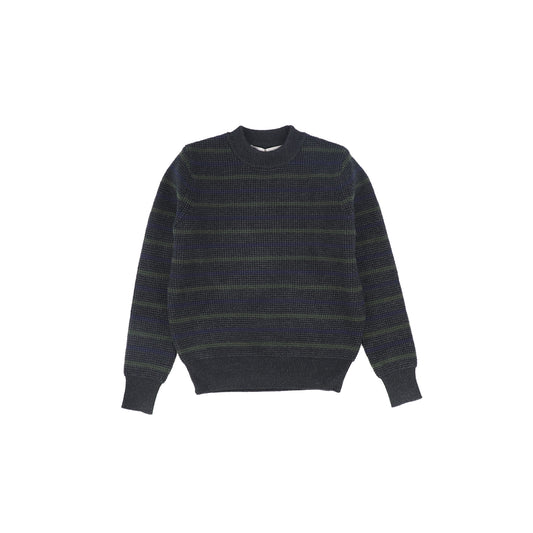 HARPER JAMES CHARCOAL STRIPE WAFFLE KNIT SWEATER