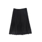 LILOU BLACK TEXTURED WOOL PLEATED SKIRT