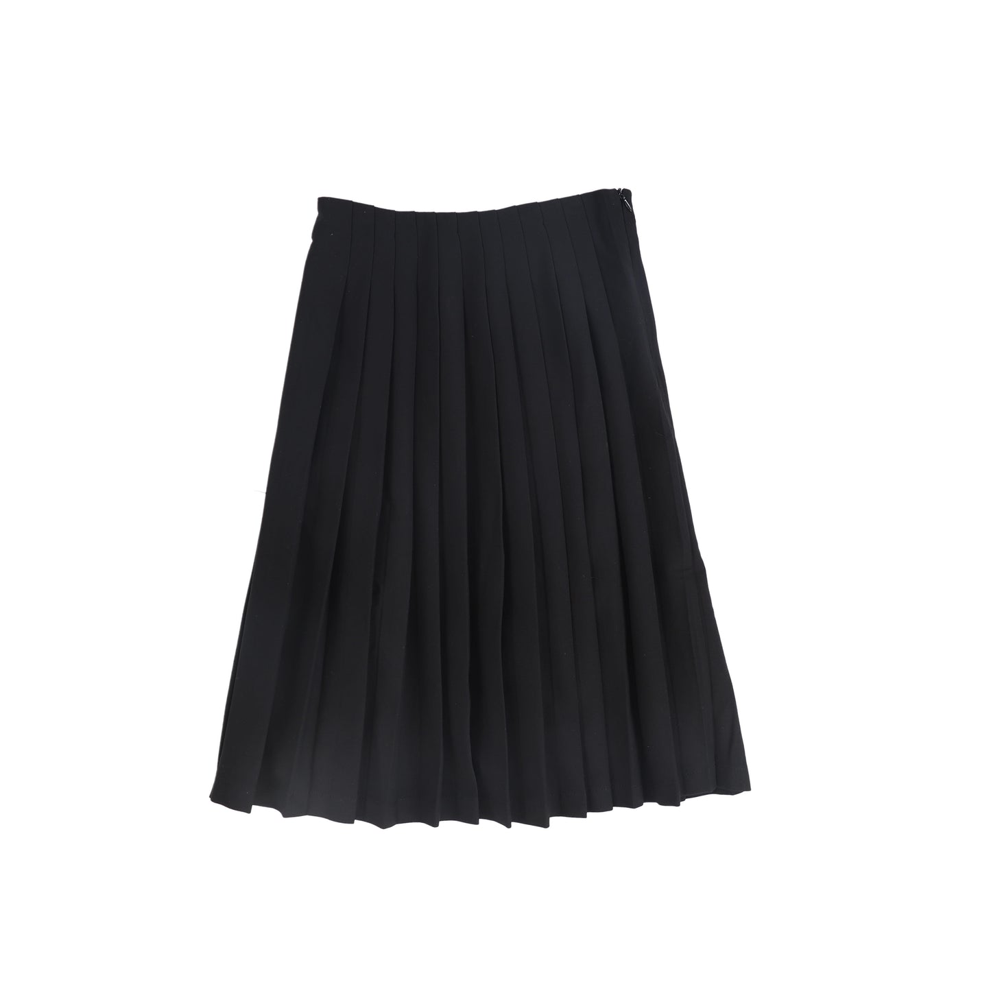 LILOU BLACK TEXTURED WOOL PLEATED SKIRT