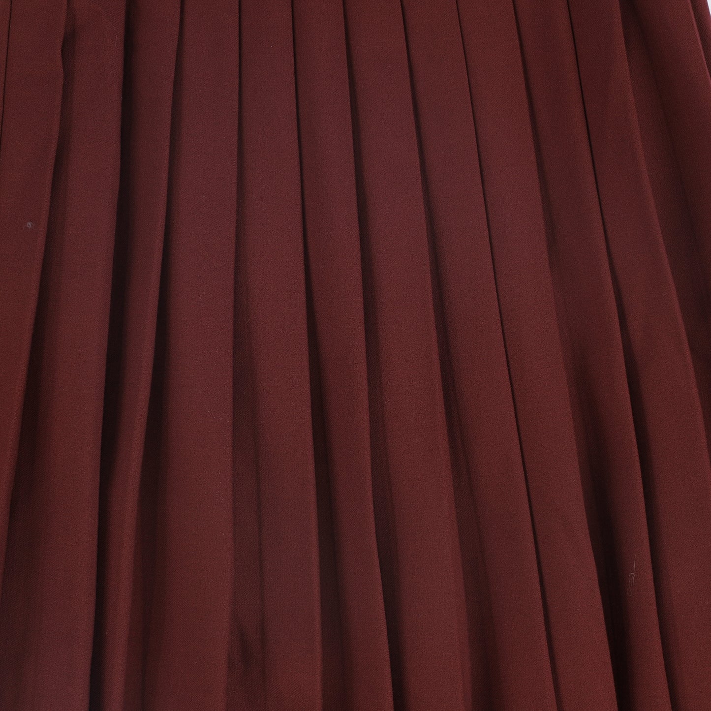 LILOU BURGUNDY TEXTURED WOOL PLEATED SKIRT