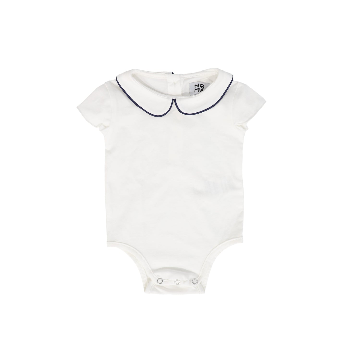 NOMA WHITE/NAVY CONTRAST STITCH COLLAR ONESIE