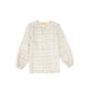 LE BOURDON BEIGE/BROWN WINDOWPANE PETER PAN BLOUSE