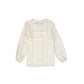 LE BOURDON BEIGE/BROWN WINDOWPANE PETER PAN BLOUSE