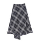 BAMBOO NAVY PLAID WRAP RUFFLE MAXI SKIRT