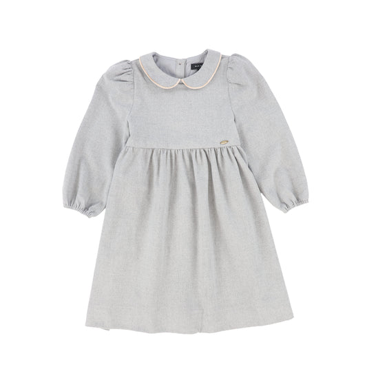 BAMBOO LIGHT GREY WOOL PIPED DRESS