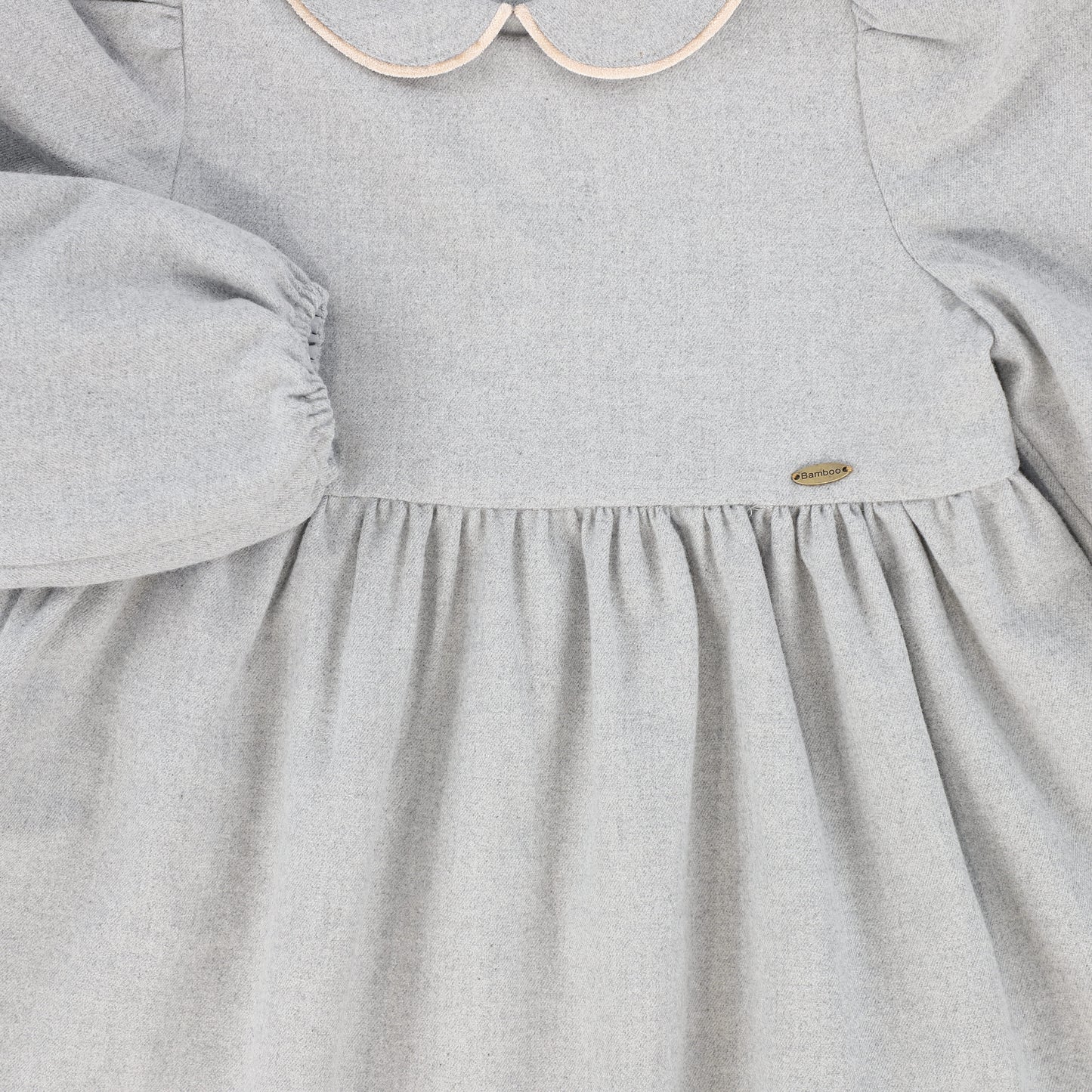 BAMBOO LIGHT GREY WOOL PIPED DRESS