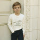 COTTIER CREAM/BLUE RIDING HORSE KNIT SWEATER