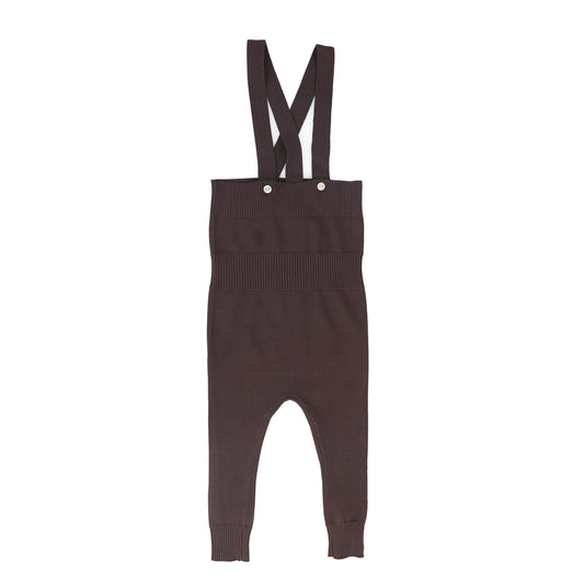 LE BOURDON BROWN KNIT SUSPENDER OVERALLS