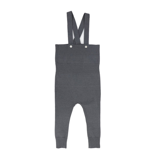 LE BOURDON GREY KNIT SUSPENDER OVERALLS