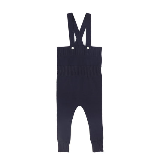 LE BOURDON NAVY KNIT SUSPENDER OVERALLS