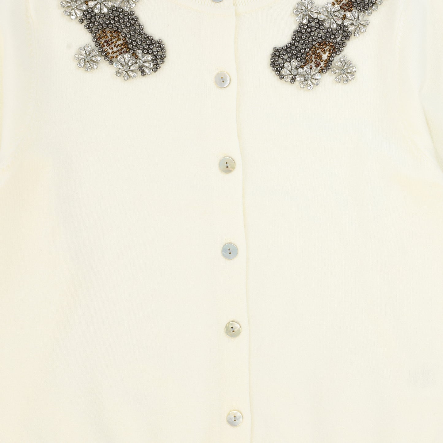MALLORY AND MERLOT CREAM BEADED PATCH CARDIGAN
