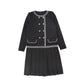 BAMBOO BLACK DOUBLE BREASTED PLEAT DRESS