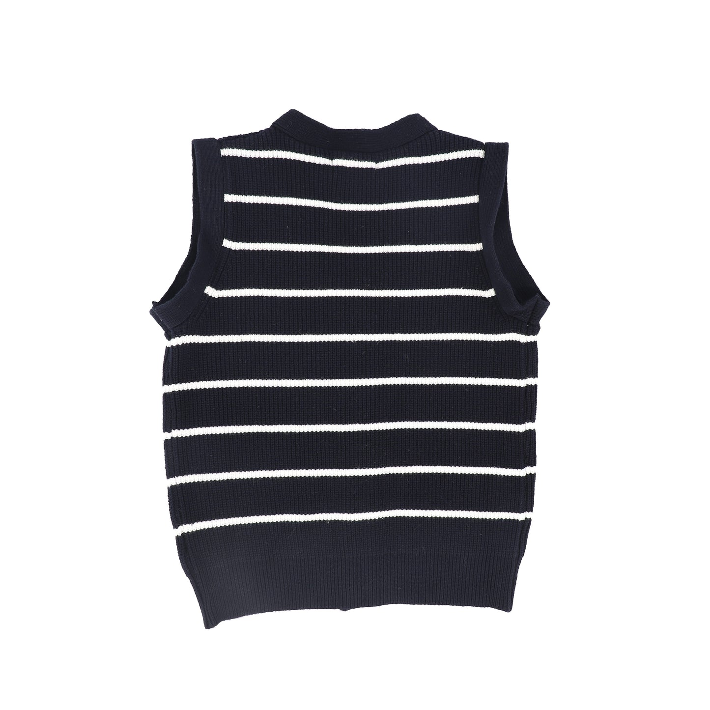 BAMBOO NAVY STRIPE KNIT BUTTON DOWN VEST