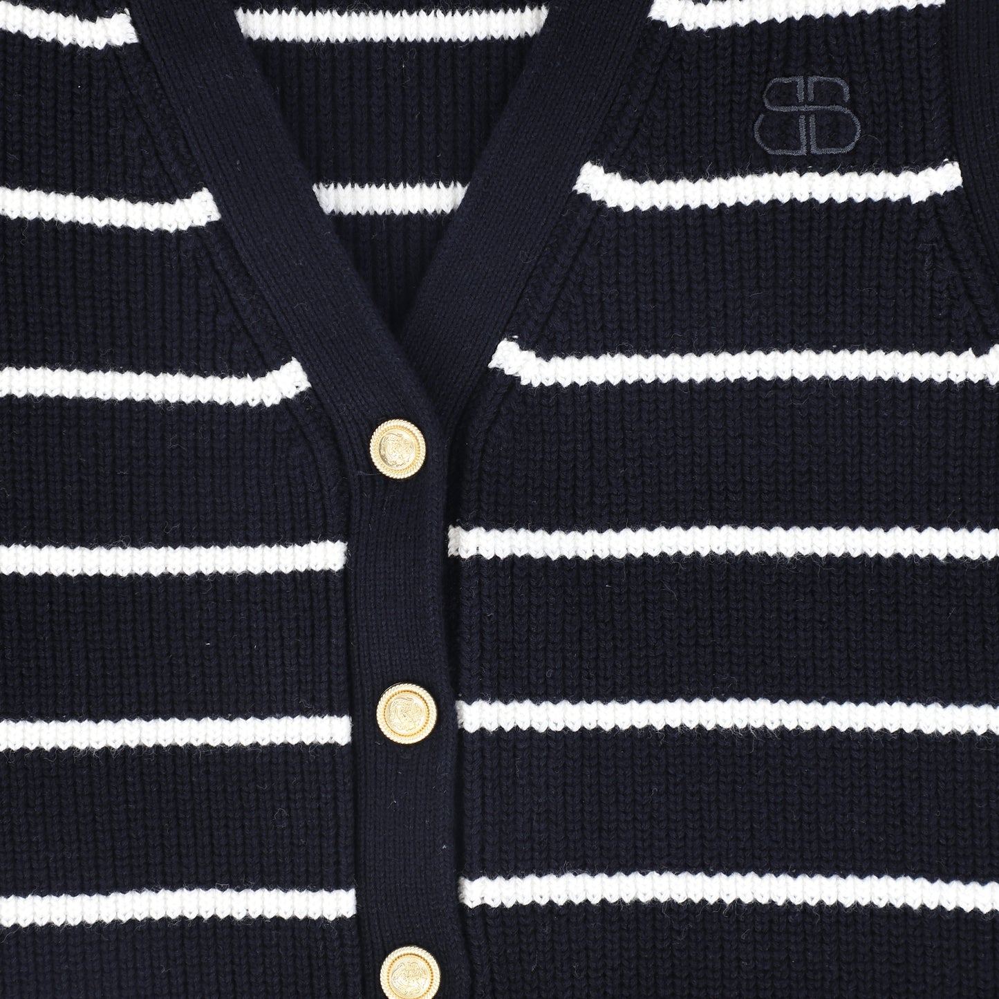BAMBOO NAVY STRIPE KNIT BUTTON DOWN VEST