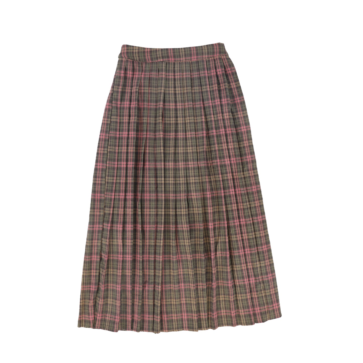 VALENTINA BROWN PLAID PLEAT MAXI SKIRT