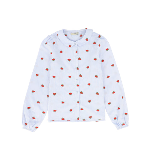 VALENTINA FLORAL PINSTRIPE FLORAL BLOUSE