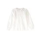 PAPILLON WHITE PLEAT EMBROIDERED COLLAR BLOUSE
