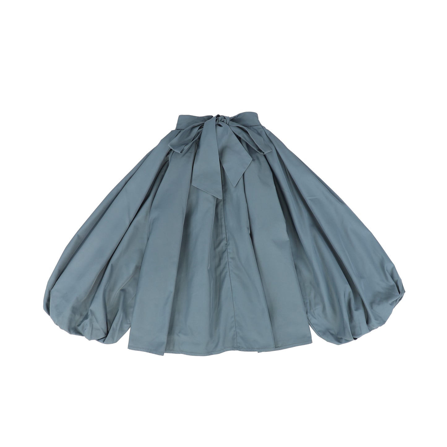 FRANCESCA GUILIANO DUSTY BLUE PUFF SLEEVE NECK TIE BLOUSE