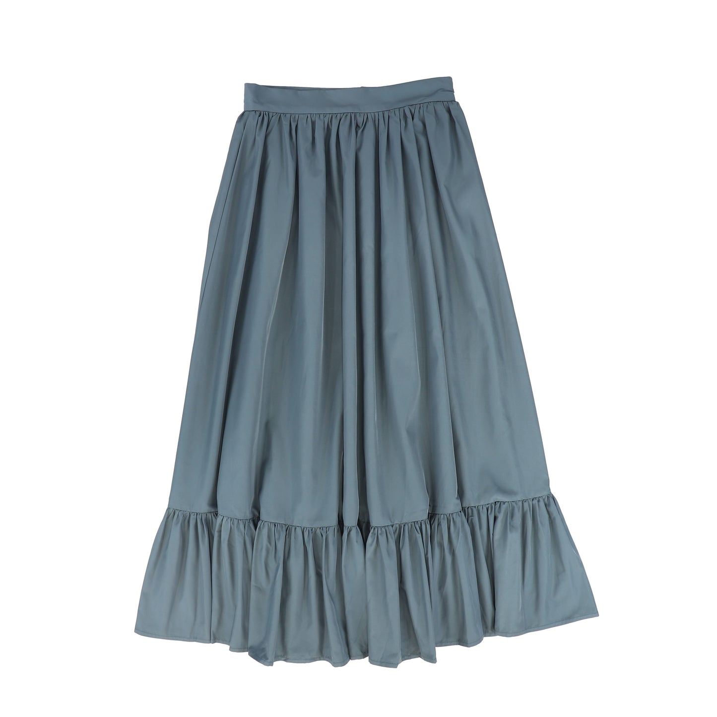 FRANCESCA GUILIANO DUSTY BLUE GATHERED TIER MAXI SKIRT