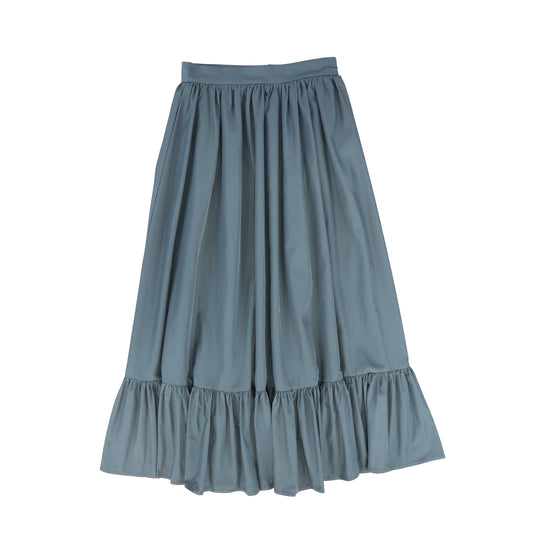 FRANCESCA GUILIANO DUSTY BLUE GATHERED TIER MAXI SKIRT