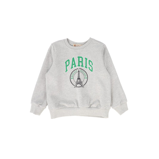 PHIL AND PHOEBE GREY PARIS STRIPED TRIM SWEATSHIRT