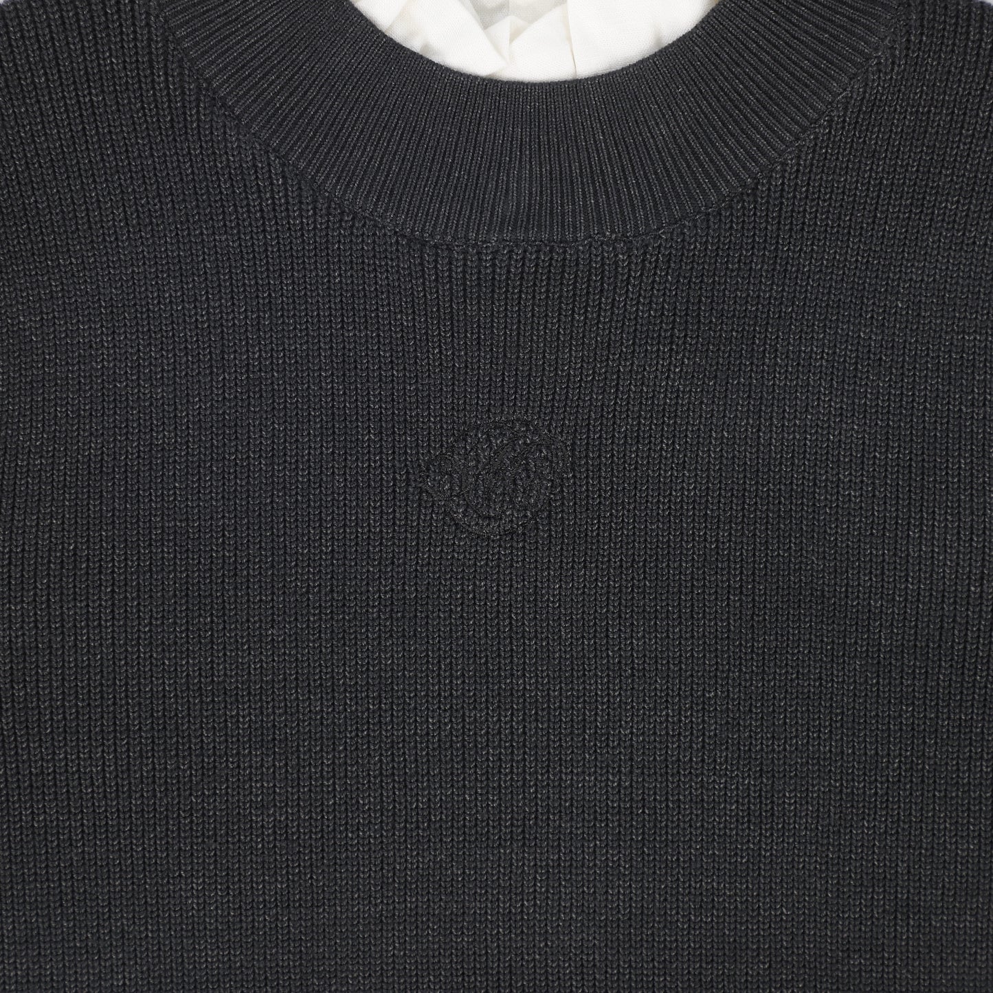 MALLORY AND MERLOT CHARCOAL RUFFLE KNIT MOCKNECK