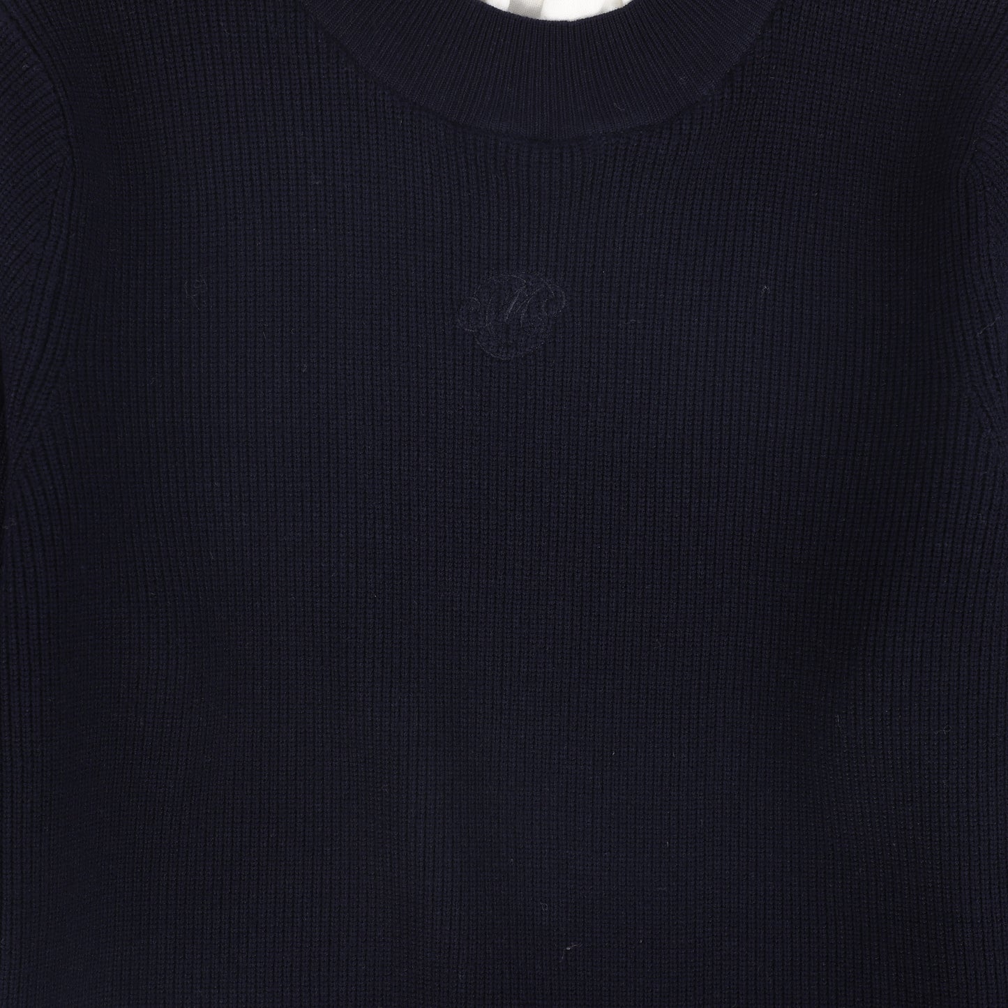 MALLORY AND MERLOT NAVY RUFFLE KNIT MOCKNECK