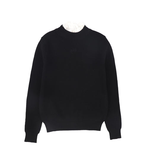 MALLORY AND MERLOT BLACK RUFFLE KNIT MOCKNECK