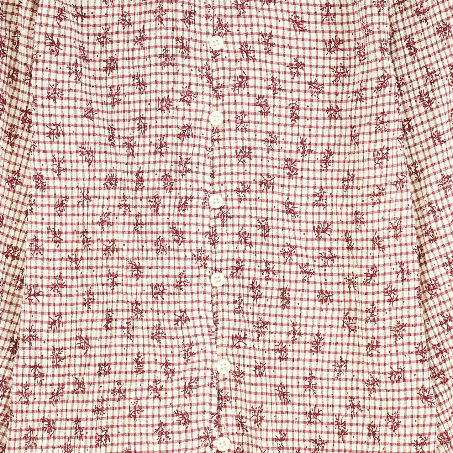 ONE CHILD BURGUNDY FLUTTER CHECKED BLOUSE