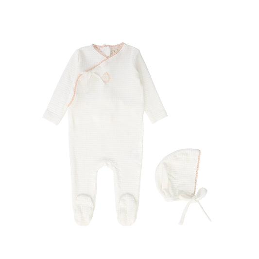 BEBE JOLEE WHITE/PINK MEDALLION WRAP FOOTIE