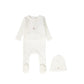 BEBE JOLEE IVORY OUTLINE EMBROIDERED FOOTIE