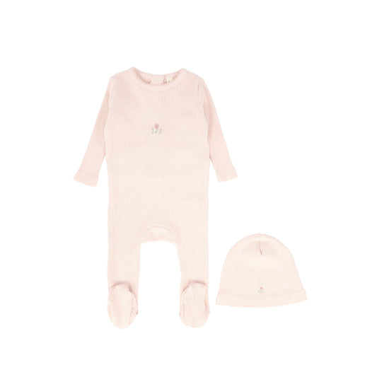 BEBE JOLEE PINK EMBROIDERED FOOTIE
