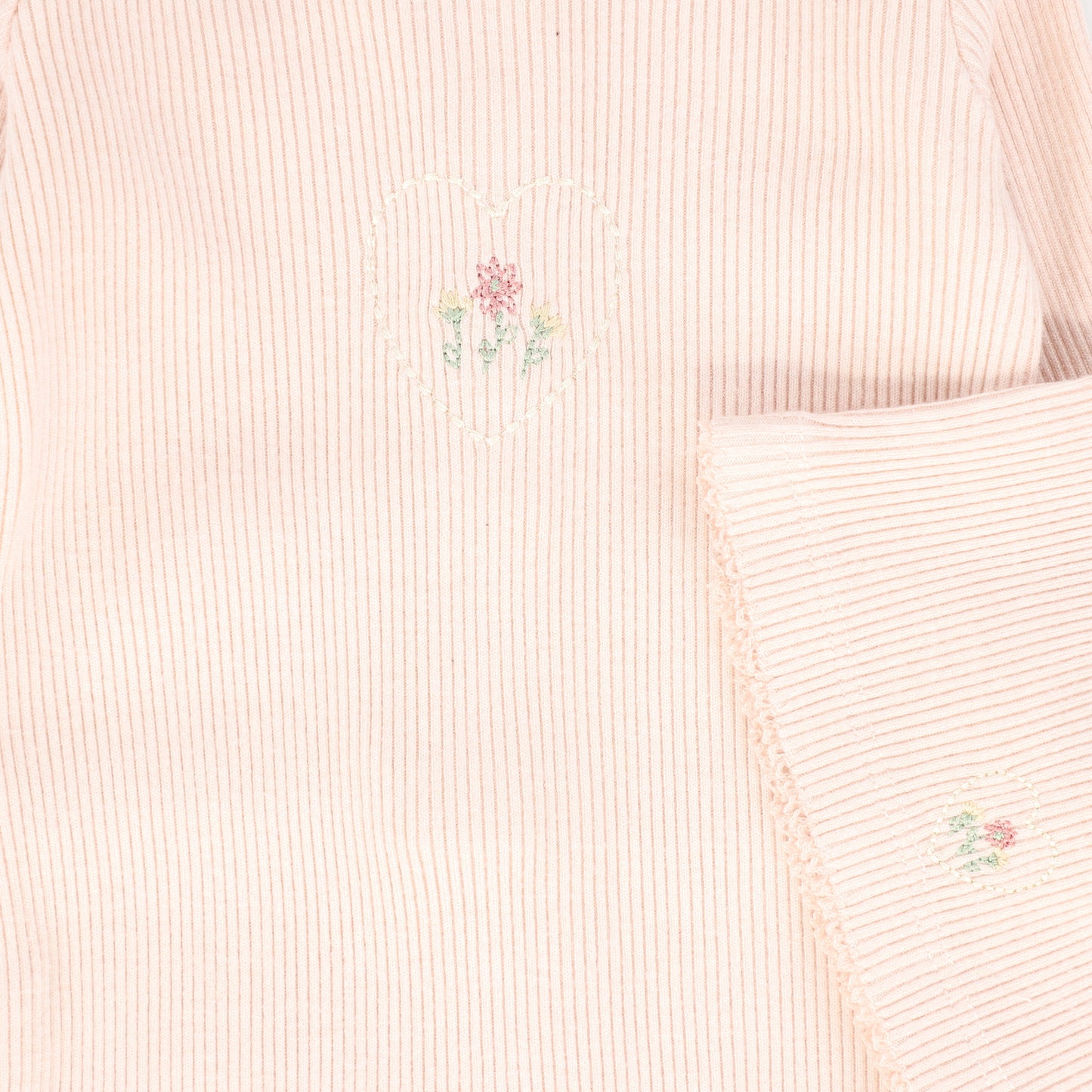 BEBE JOLEE PINK EMBROIDERED FOOTIE