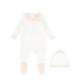 BEBE JOLEE PINK STRIPE COLLAR MONOGRAM FOOTIE SET