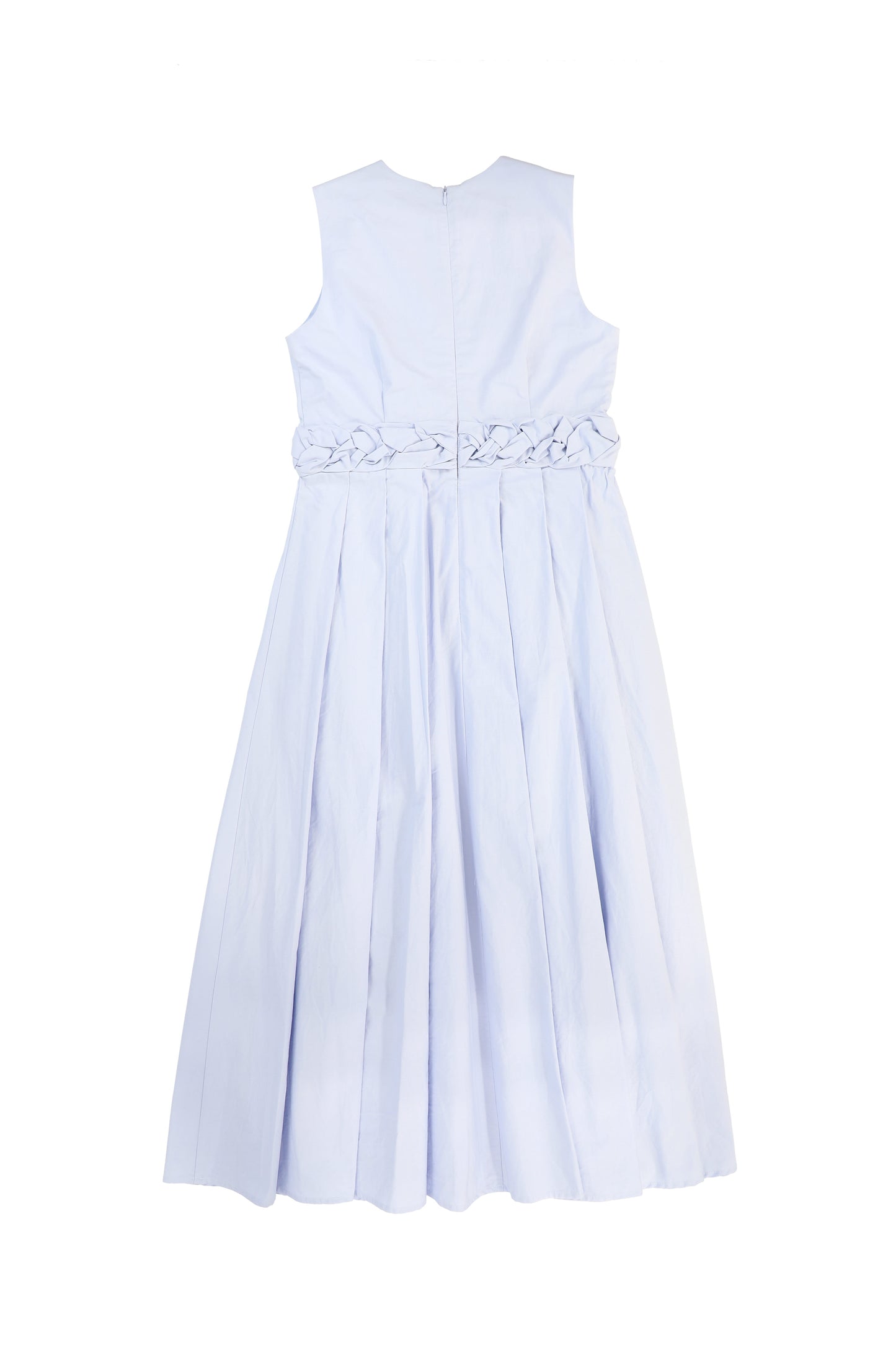 VALENTINA LIGHT BLUE BRAIDED WAIST V NECK JUMPER