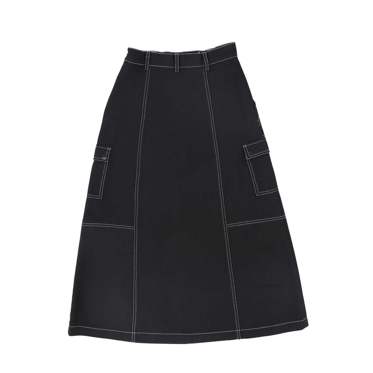 VALENTINA BLACK CARGO STITCH DETAIL MAXI SKIRT