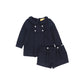 LE BOURDON NAVY WOOL BUTTON DETAIL SET