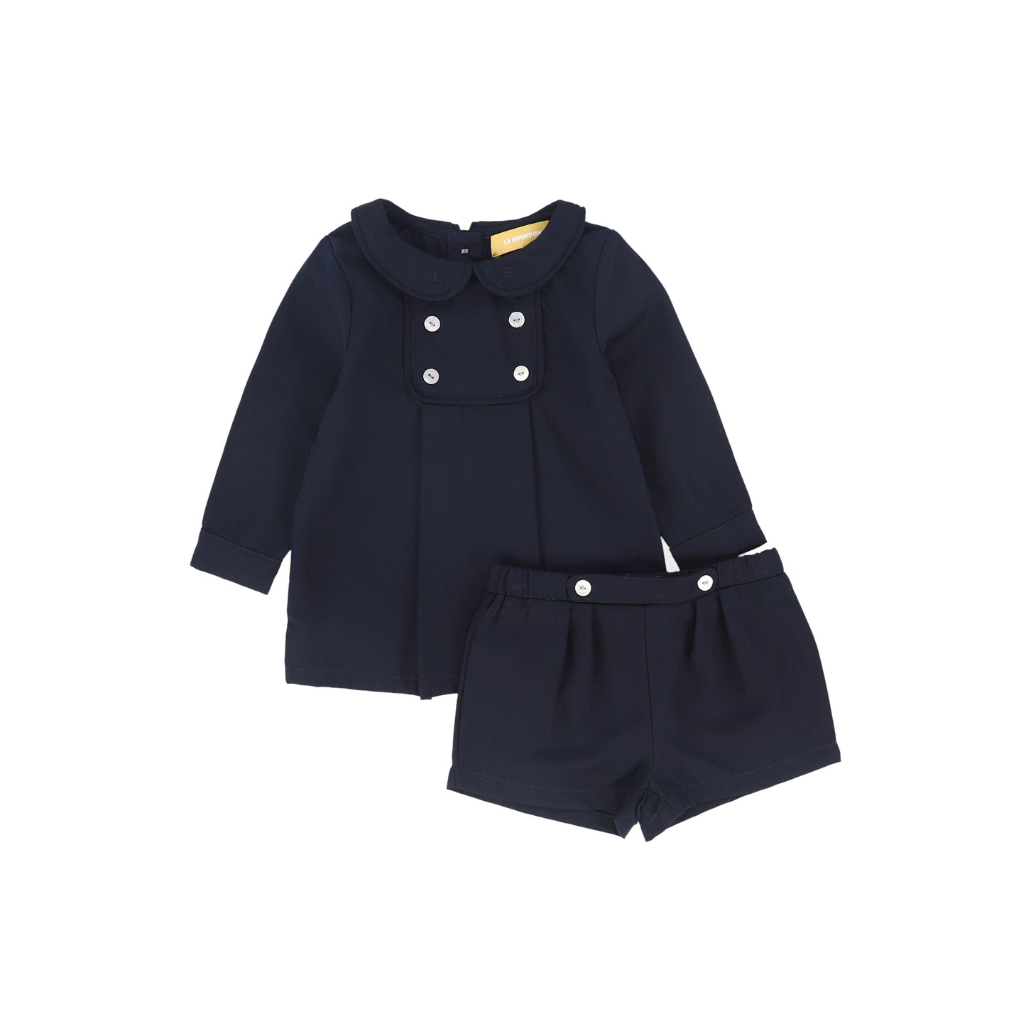 LE BOURDON NAVY WOOL BUTTON DETAIL SET