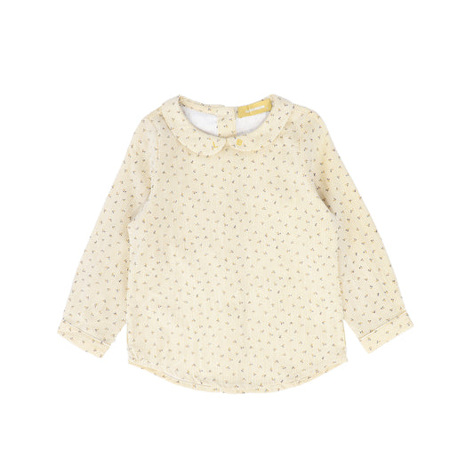 LE BOURDON PALE YELLOW CHERRY BUTTON SHIRT