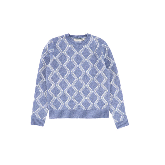 HARPER JAMES BLUE KNIT ARGYLE SWEATER