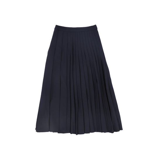 TUSTELLO NAVY PLEATED ASYMMETRICAL SKIRT