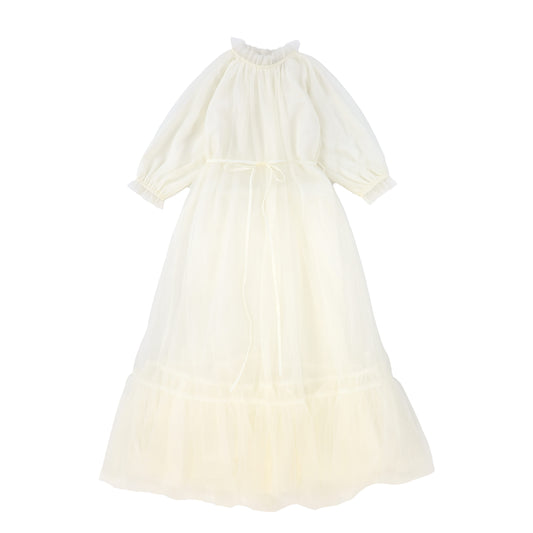 FRANCESCA GUILIANO CREAM TULLE WAISTED GOWN