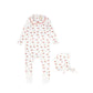 BEBE JOLEE RED PIPED PRINTED FOOTIE
