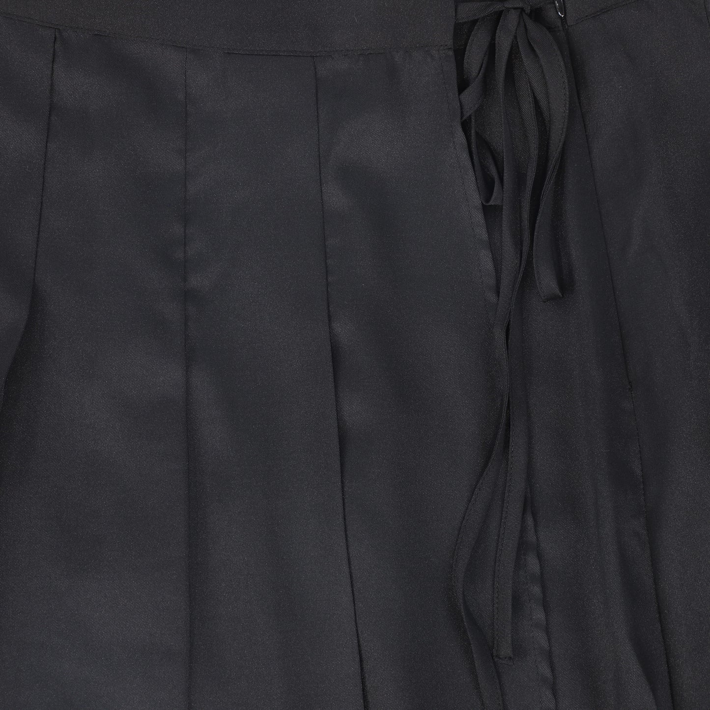 VALENTINA BLACK SILK PLEATED WRAP SKIRT