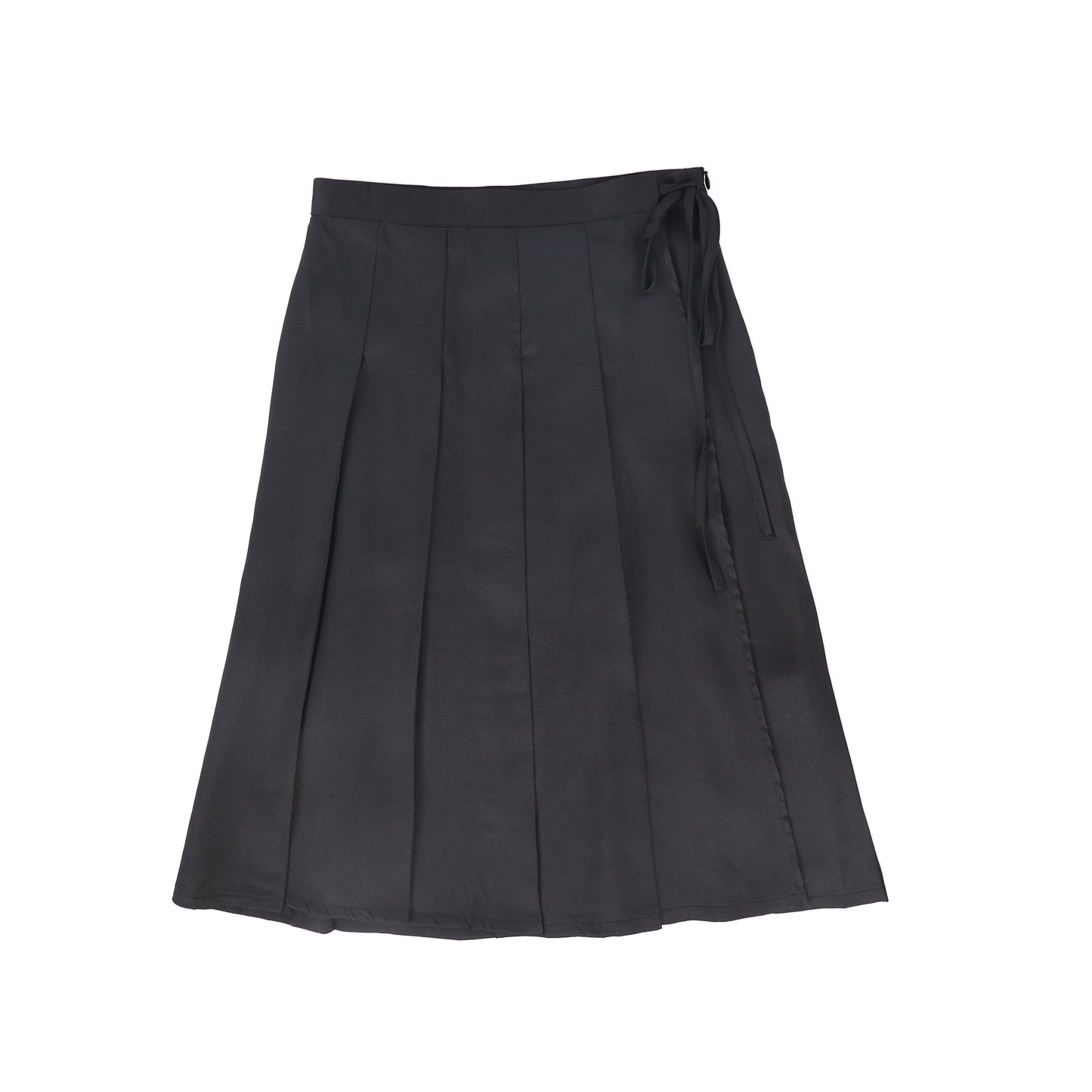 VALENTINA BLACK SILK PLEATED WRAP SKIRT